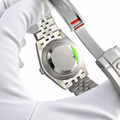 Datejust Silver Tone Green Baton Dial 36mm - Watch Vault Au