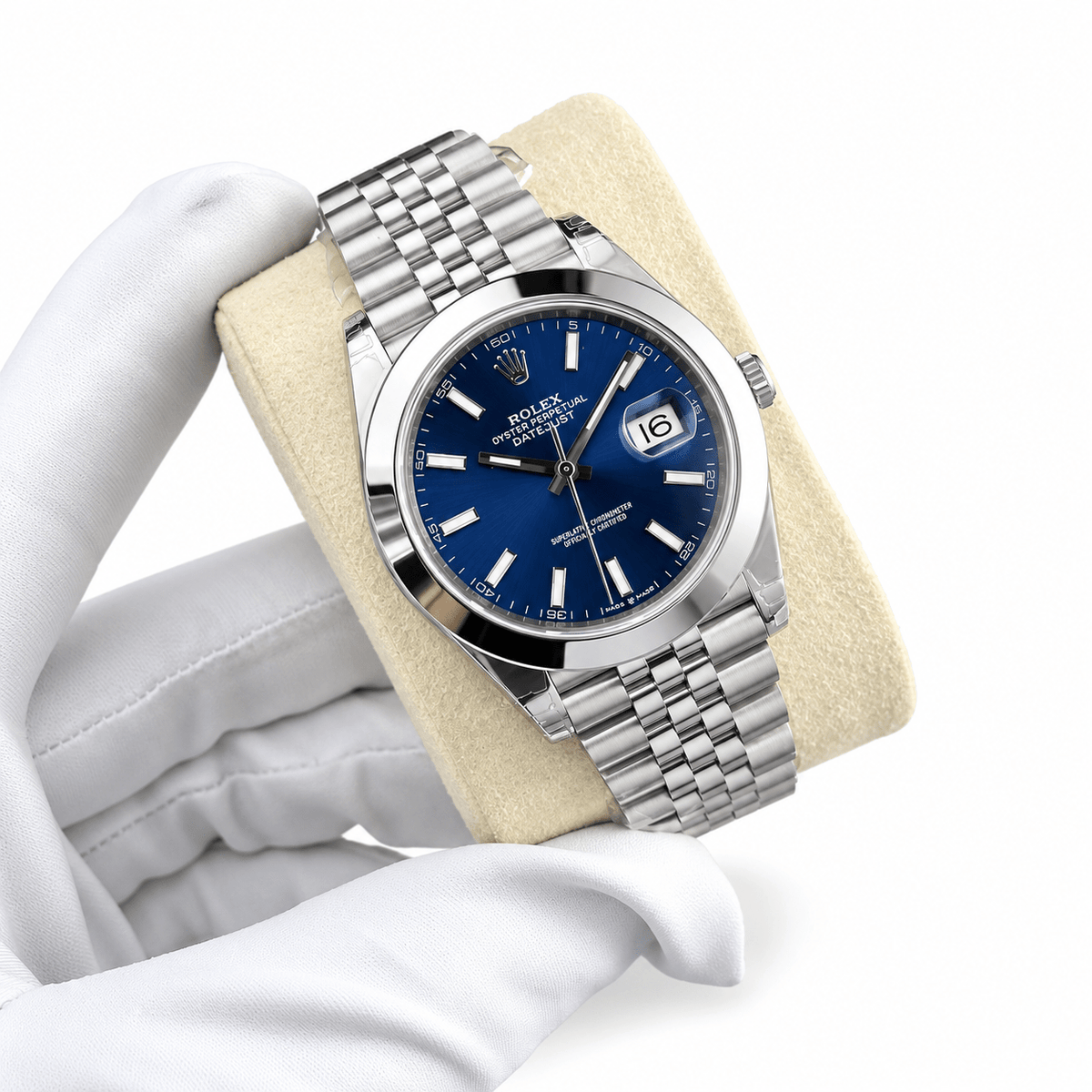 Datejust Silver Tone Blue Dial Smooth Bezel 41mm - Watch Vault Au