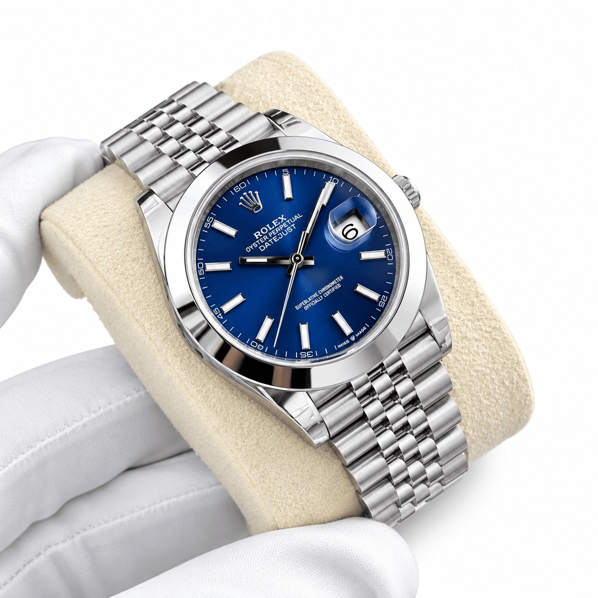 Datejust Silver Tone Blue Dial Smooth Bezel 41mm - Watch Vault Au