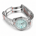 Day-Date Silver Tone Ice Blue Gem-set Bezel 40mm - Watch Vault Au