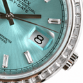Day-Date Silver Tone Ice Blue Gem-set Bezel 40mm - Watch Vault Au
