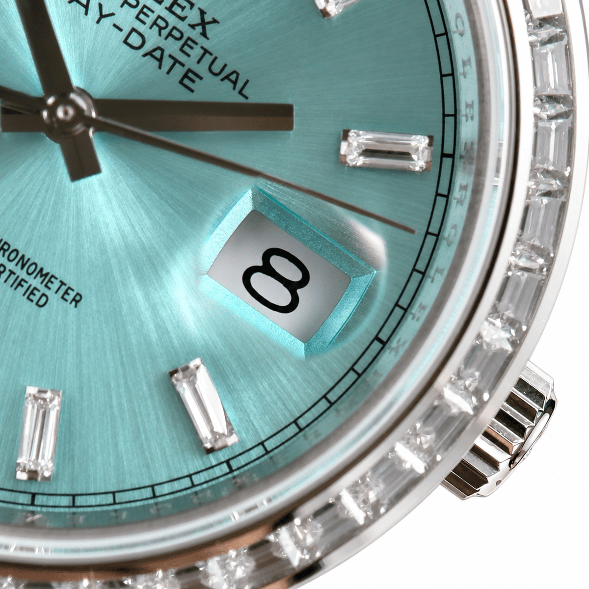 Day-Date Silver Tone Ice Blue Gem-set Bezel 40mm - Watch Vault Au