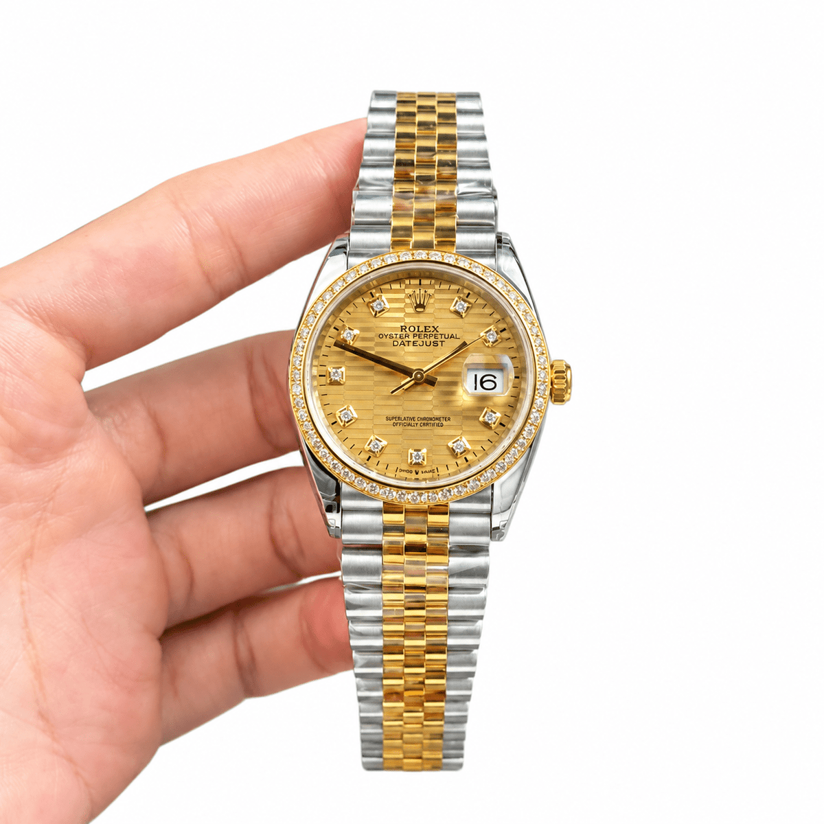 Datejust Two Tone Yellow Gold Tone Champagne Gem-set Bezel 36mm - Watch Vault Au