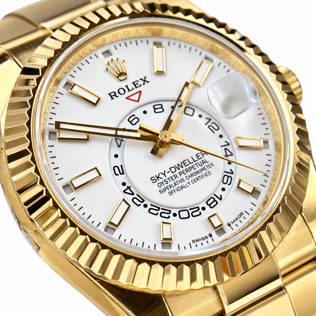 Sky-Dweller Yellow Gold Tone White Dial Rubber Strap 42mm - Watch Vault Au