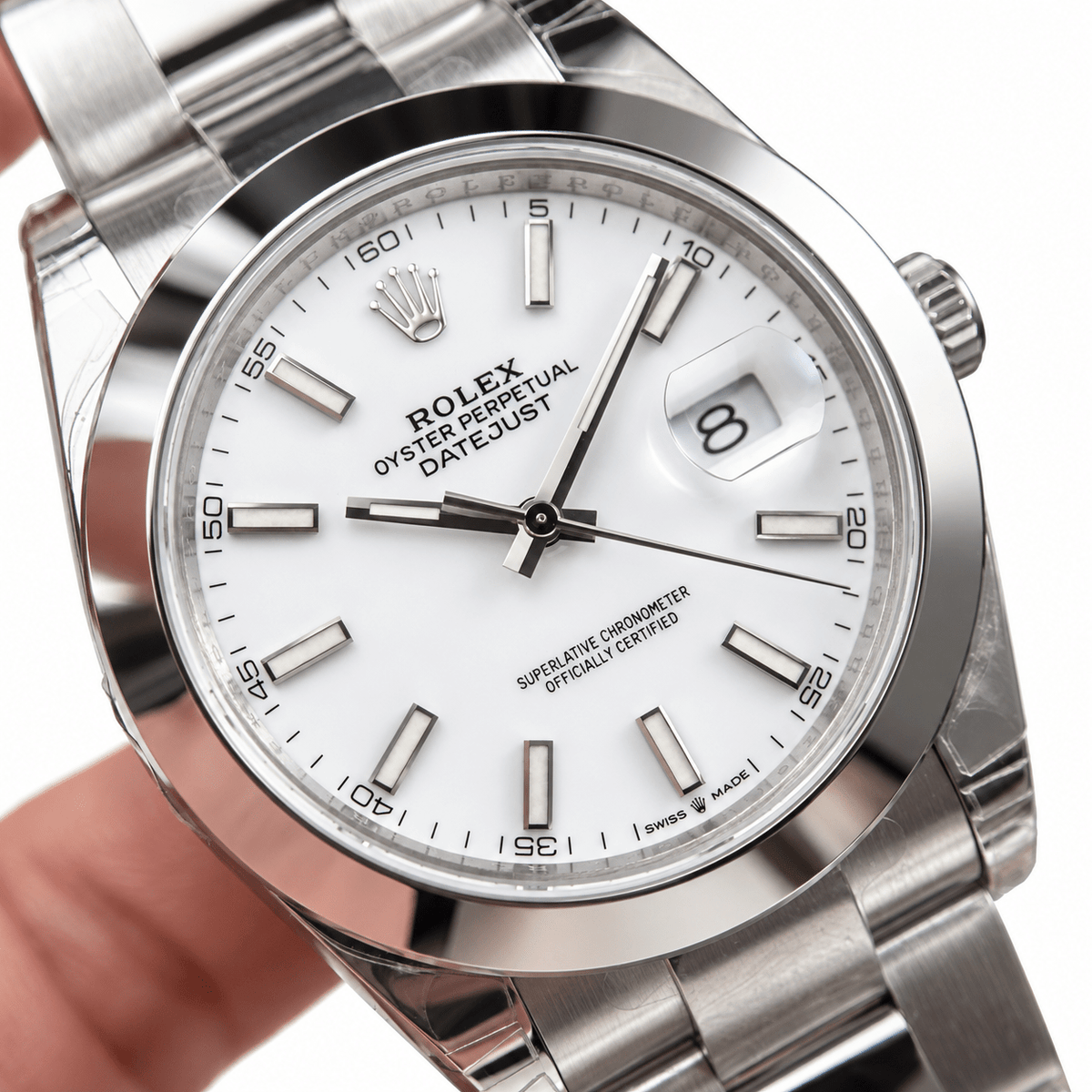 Datejust Silver Tone White Dial Smooth Bezel 41mm - Watch Vault Au