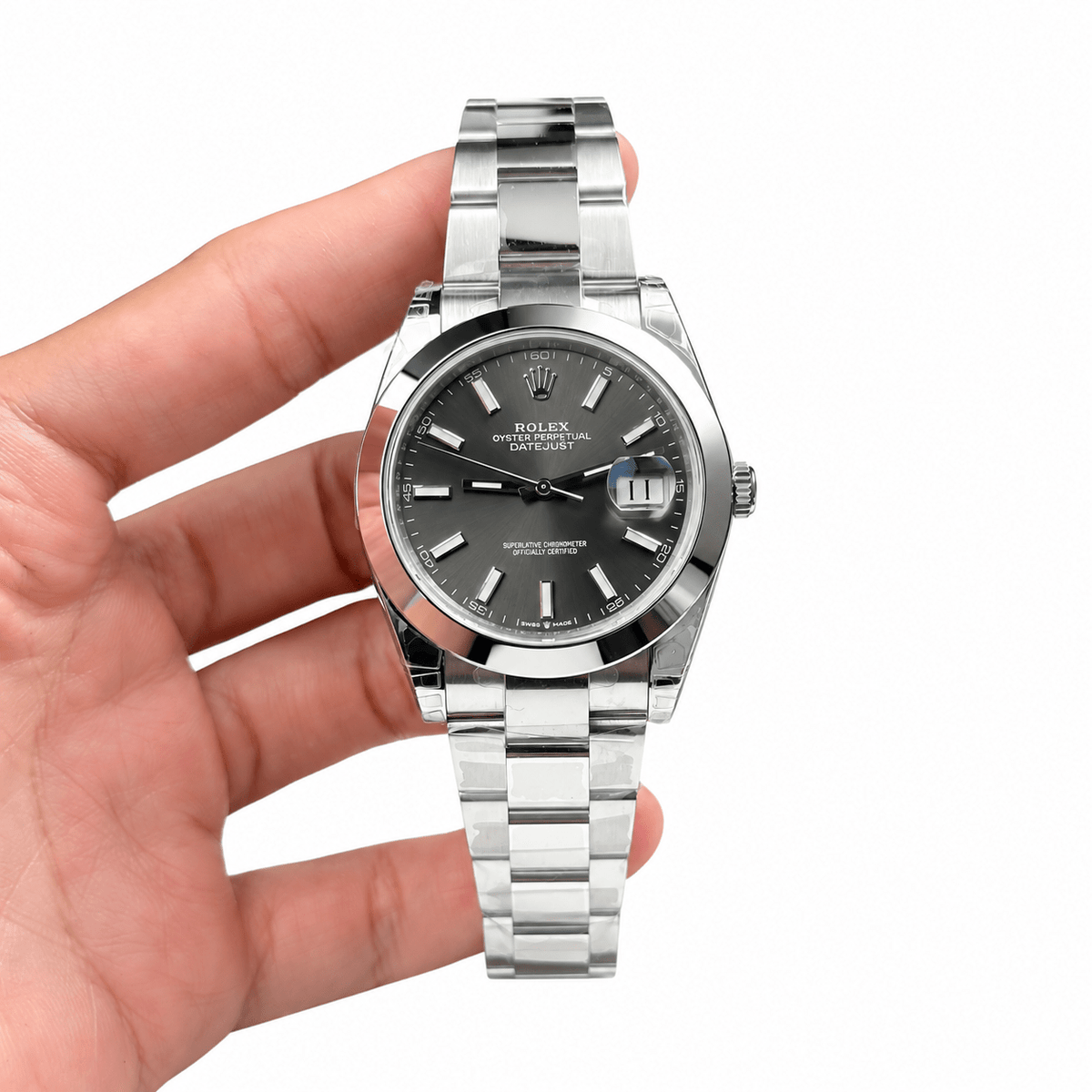 Datejust Silver Tone Black Dial Smooth Bezel 41mm - Watch Vault Au