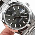 Datejust Silver Tone Black Dial Smooth Bezel 41mm - Watch Vault Au