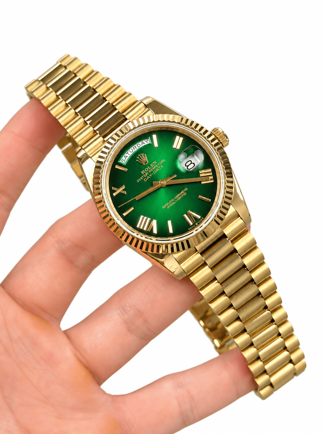 Day-Date Yellow Gold Tone Green Ombre Dial 36mm - Watch Vault Au