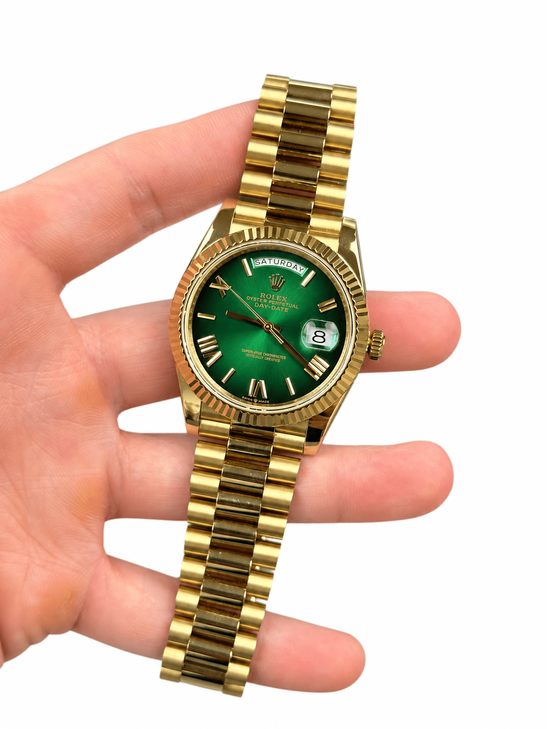 Day-Date Yellow Gold Tone Green Ombre Dial 36mm - Watch Vault Au