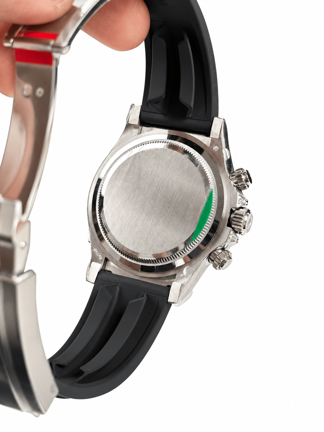 Daytona Silver Tone Sundust Gem-set Bezel Rubber Strap 40mm - Watch Vault Au