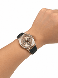 Daytona Rose Gold Tone Sundust Gem-set Bezel Rubber Strap 40mm - Watch Vault Au