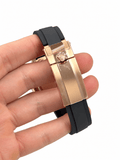 Daytona Rose Gold Tone Sundust Gem-set Bezel Rubber Strap 40mm - Watch Vault Au