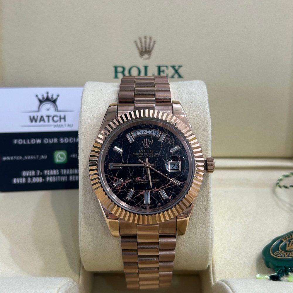 Rolex Day-Date Rose Gold Black Marble Dial