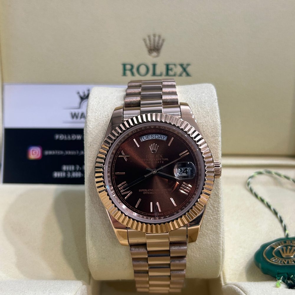 Rolex Day-Date Rose Gold Chocolate Dial