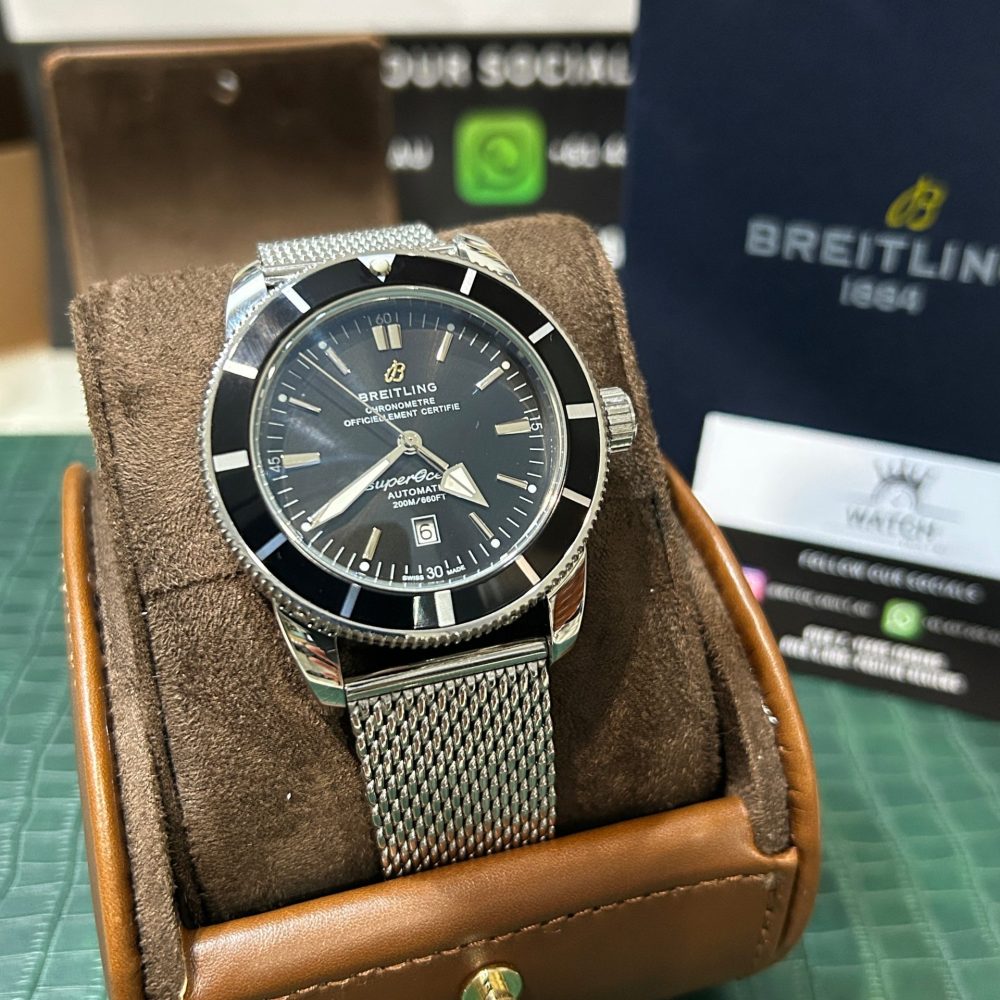 Breitling Chronograph Black Dial (Navy Strap)