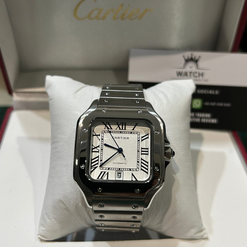 Cartier Santos White Dial Large Size
