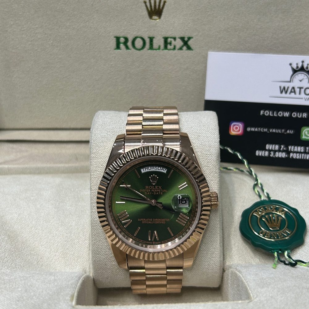 Rolex Day-Date 41mm Rose Gold Green Dial
