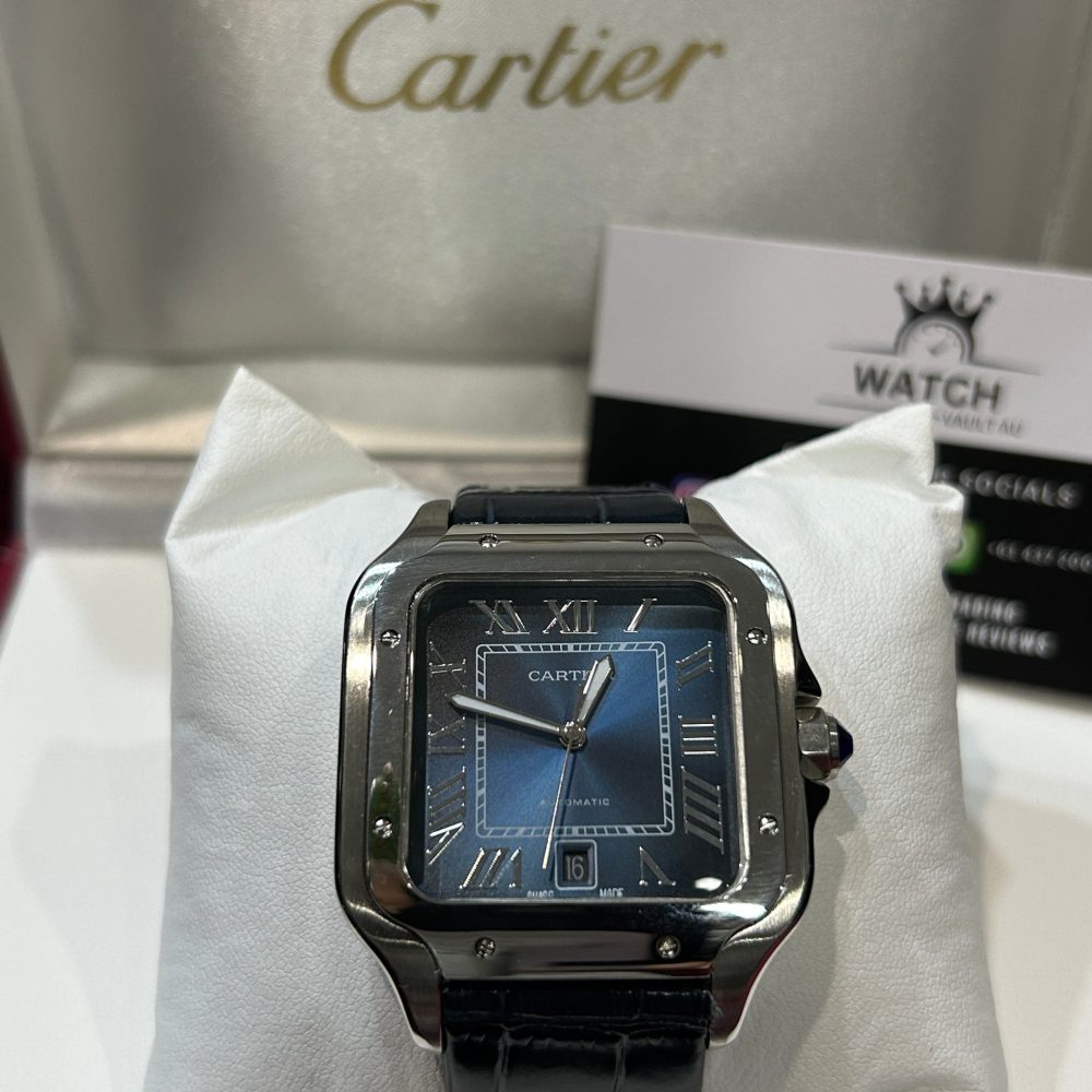 Cartier Santos de Cartier Stainless Steel with Blue Dial