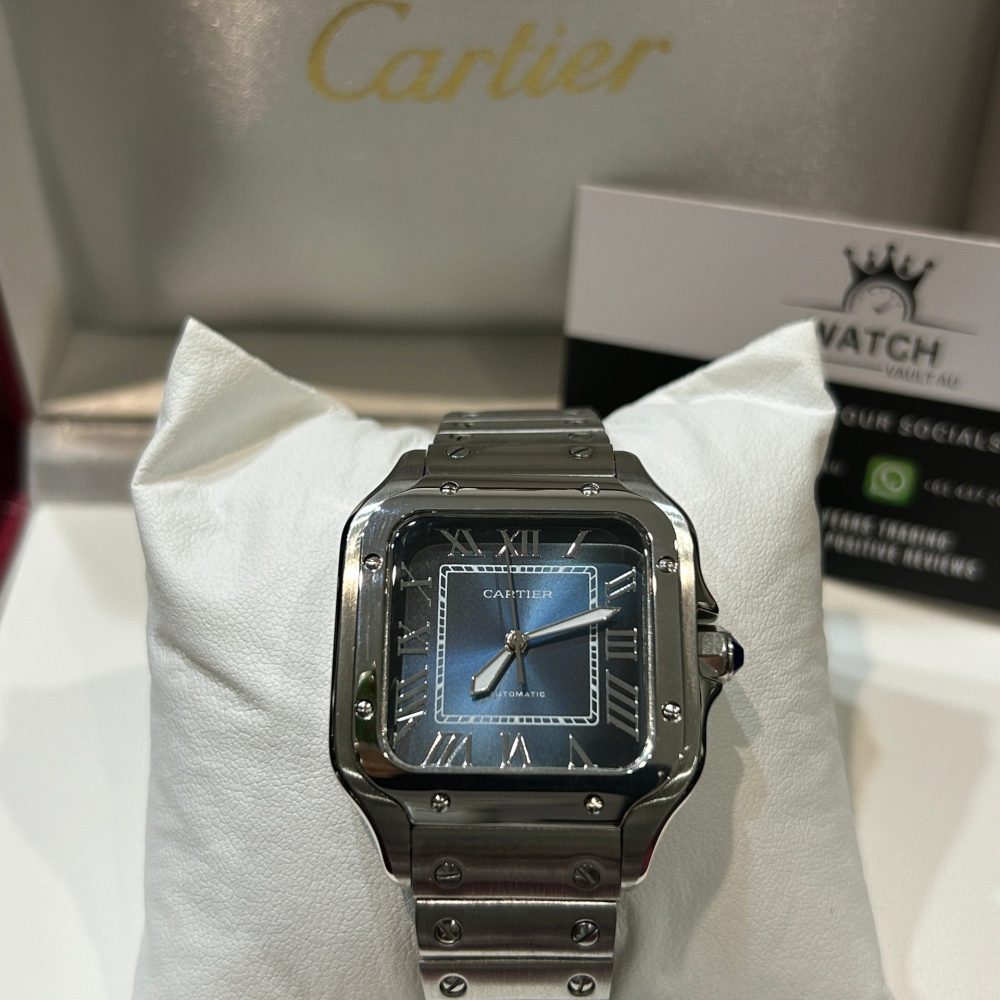 Cartier Santos de Cartier Stainless Steel with Blue Dial