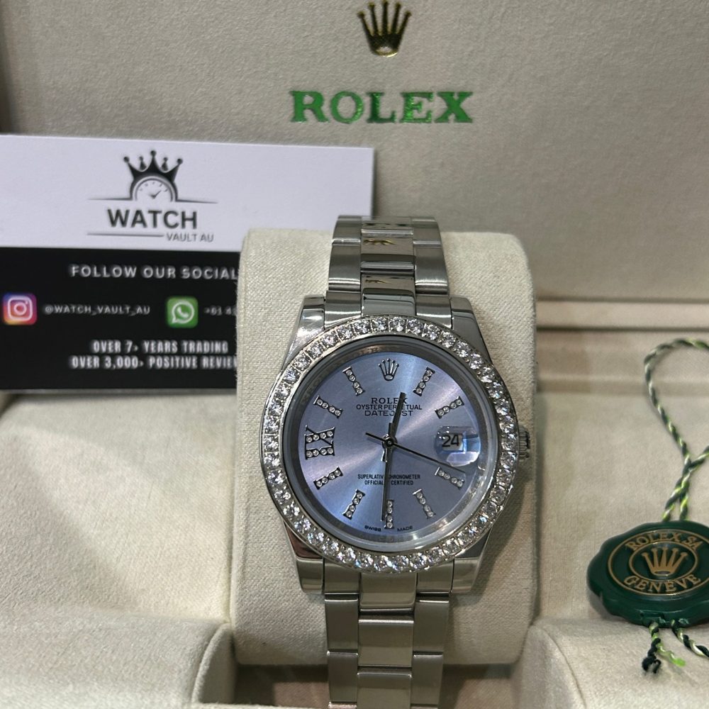 Rolex Datejust 41mm Blue Dial Diamond Bezel